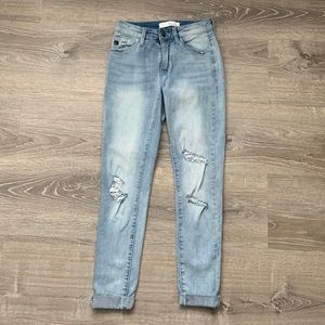 KANCAN Distressed Light Wash Skinny Cuffed Ankle Jeans